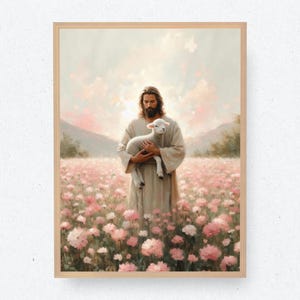 El Señor es mi Pastor / Pascua de Jesús / Arte Bíblico / Arte Cristiano / Arte de Jesús / Pintura de Jesús / Pascua / Ovejas / Arte de Cristo / Pascua SUD
