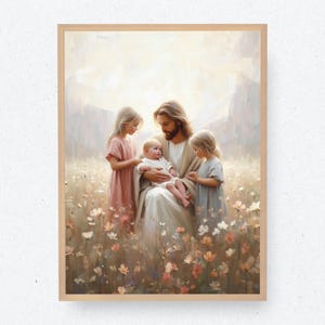 Jesus and Children | Jesus and Kids | Jesus Christ | Jesus and Baby | Christian Wall Art | Jesus Art | Bible Art | Jesus Painting | LDS Art
