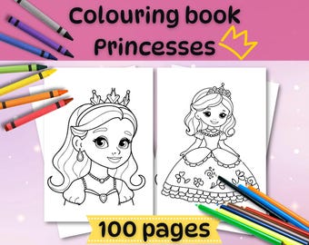 Libro para colorear de princesas para niños: Más de 100 páginas de cuentos de hadas (Descarga PDF) Edades 3-5