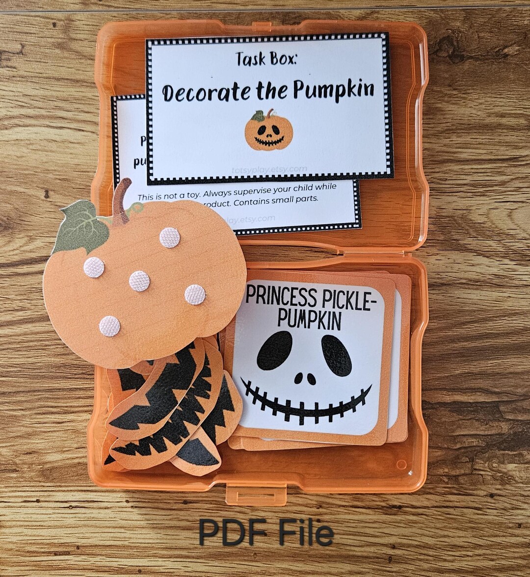 Pumpkin Decorating Task Box | Halloween Printable Activity | Build a ...