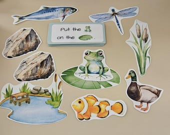 Prepositions Activity Printable | Frog Pond Positional Words | Preschool Speech Therapy & Homeschool Resource