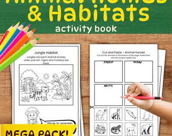 Animal Habitats Activity Book | Montessori Nature Printable (PDF)