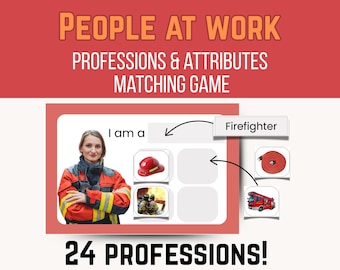 Matching-game voor beroepen: leerkaarten communityhelpers (afdrukbare pdf)