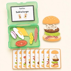 Build a Burger Task Box for Preschoolers | Hands-On Fine Motor & Sorting Activity | Educational Montessori-Inspired Toy