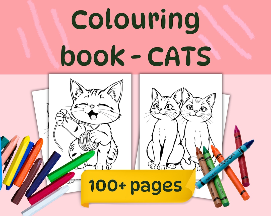 Cute Cats Colouring Book | 100+ Printable Pages for Kids (PDF) - Etsy