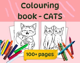 Cute Cats Colouring Book | 100+ Printable Pages for Kids (PDF)