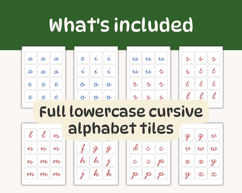Montessori Cursive Movable Alphabet: Handwriting Practice (printable ...