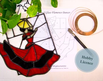 Glasmalerei Flamenco Tänzerin Muster, DIY Suncatcher (Digitaler Download)