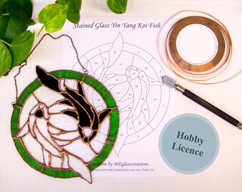 Glasmalerei Yin Yang Koi Fisch Muster, DIY Suncatcher (Digitaler Download)
