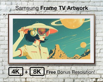 Futuristic Model | Samsung Frame TV Art, 4K+8K Bonus File! Retro-Futuristic TV Artwork, Vintage Poster, Digital Download