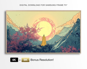 Monk Circle Light Phenomenon Samsung Frame TV Artwork 4K 8K Bonus File Zen Art Large Wallpaper Digital Download Home Inspo Bedroom Ideas