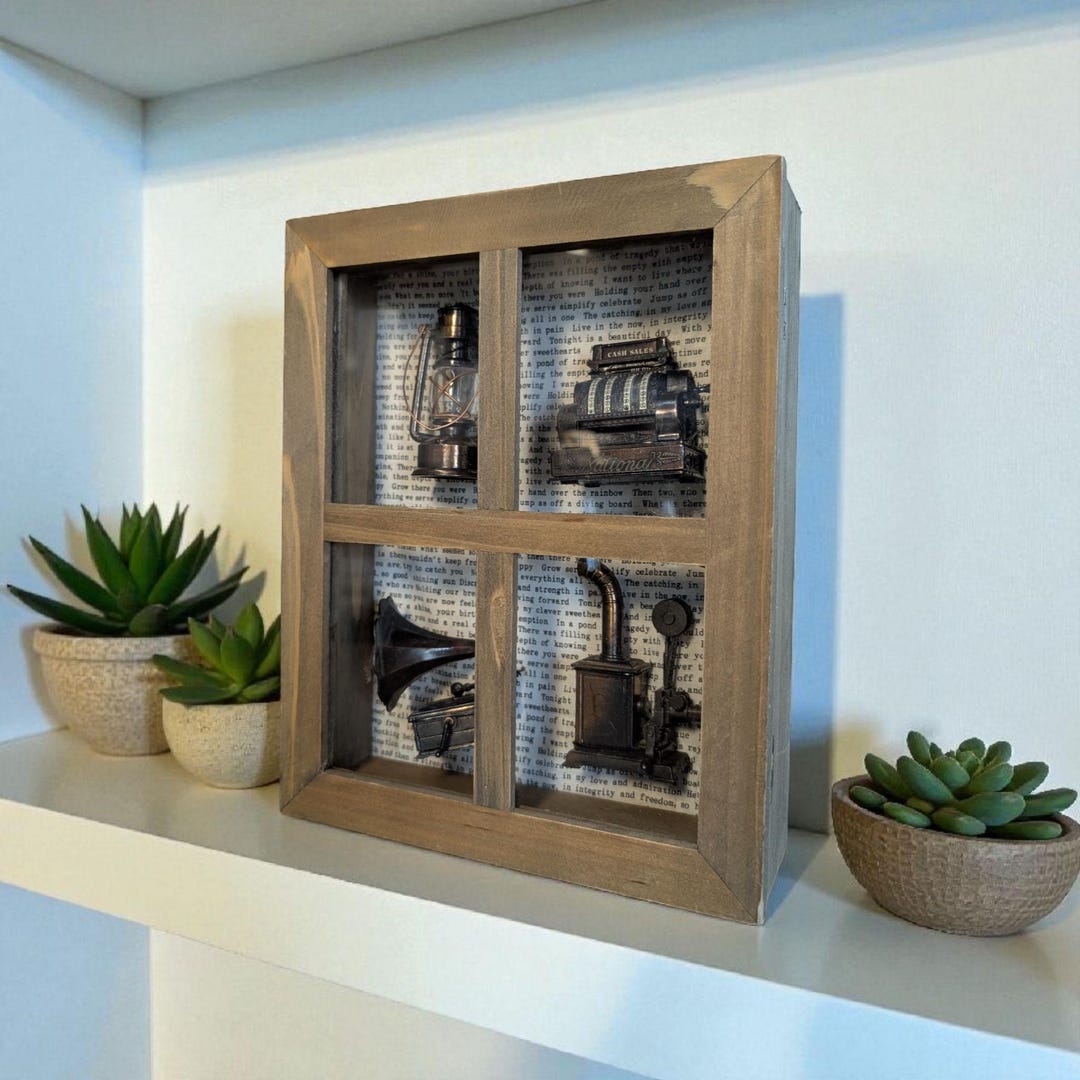 Shadowboxes Frame Antique Razor Rustic Shadow Box: Antique Cast Iron Sharpeners, Upcycled Barnwood ...