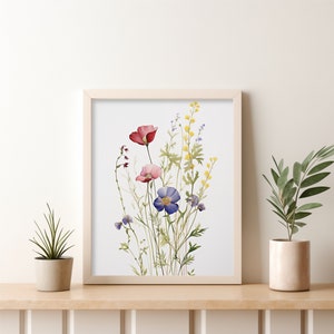 Colorful Wildflower Watercolor Wall Art, Watercolor Digital Prints, Botanical Downloadable Prints, Digital Wall Art, Farmhouse Home Decor