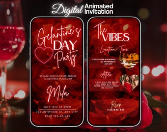 Digital Galentines day invitation, Galentines party invite, editable itinerary valentines day party, Friend valentines day party invitation