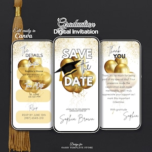 Digital Save The Date Graduation Invite, Graduation 2025 Announcement, Graduate invitation Template, Editable School Grad party evite