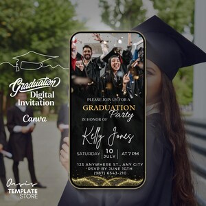 2025 Graduation Invitation, Editable Digital Graduation Party Invite, Modern College Graduation Announcement, Digital Graduation Template.