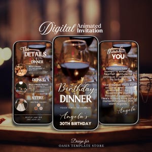 Birthday dinner invitation, Dinner party invitation, invitation template, Dinner digital invitation, birthday invitation party, Dinner evite