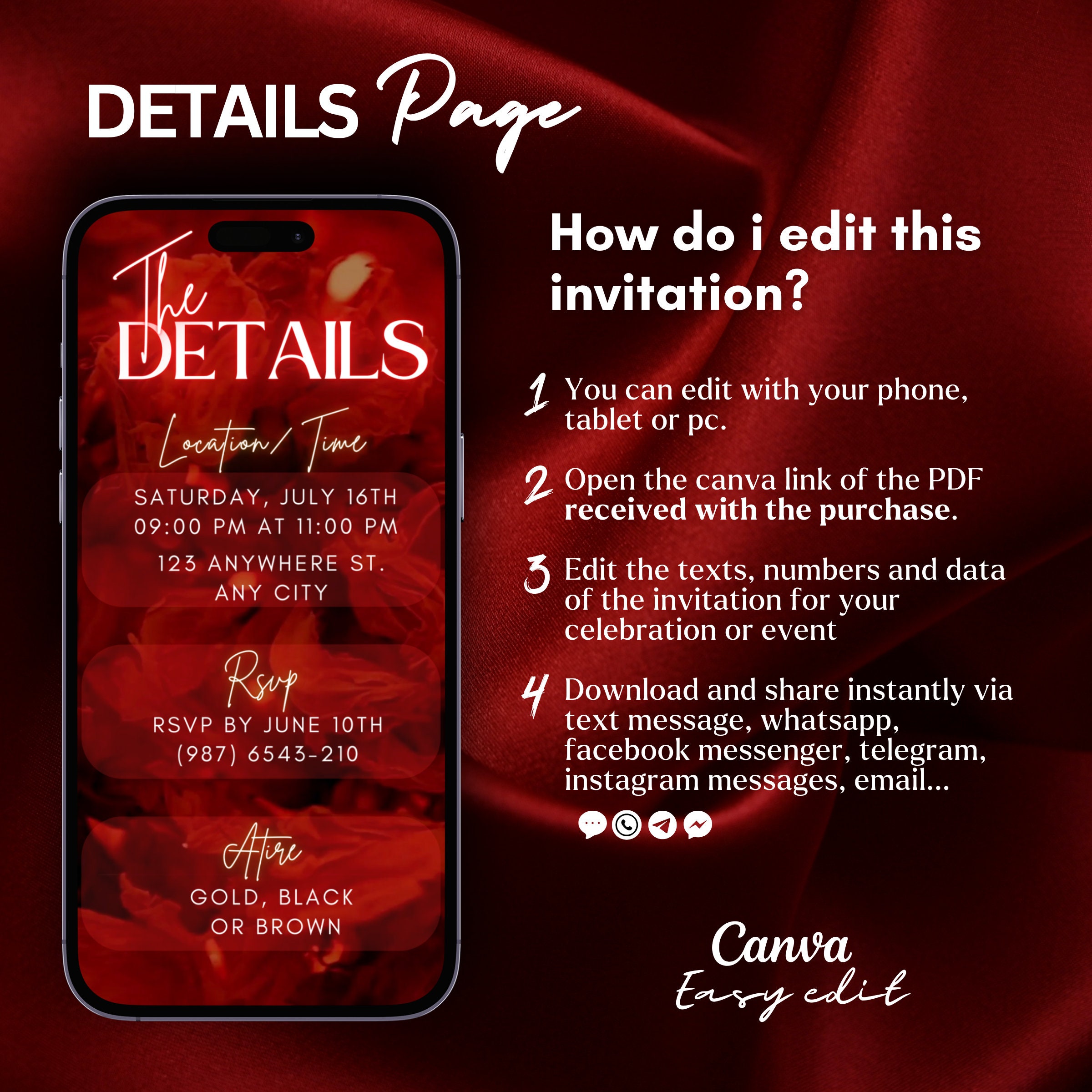 Luxury Red Party Invite Animated, Birthday Video Invitation for ...