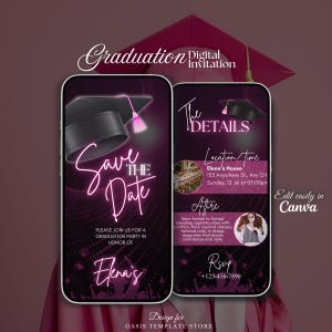 Editable Save the Date Graduation Party Invitation, Class of 2025 Evite, Digital Grad Announcement, College Graduation Invite Template