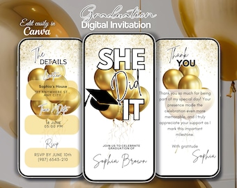 Digital Graduation Invitation, Editable Digital Graduation Party Invite, Digital Graduation Template, Modern 2025 Graduation Announcement