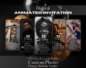 Custom photo digital invitation, Digital Birthday video invitation, Party invitation, Editable invitation, Mobile invitation, Text evite