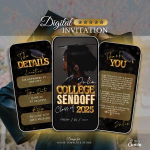 2025 Graduation College Send Off invitation, Digital Graduation Party Invite, Gold Trunk Party invitation invite, High School Graduation