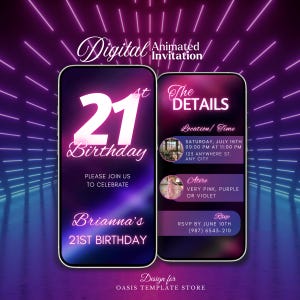 Twenty one 21st Birthday party Invitation, 21st Digital Invitation, invitation template, 21st pink Birthday Party evite, message text evite
