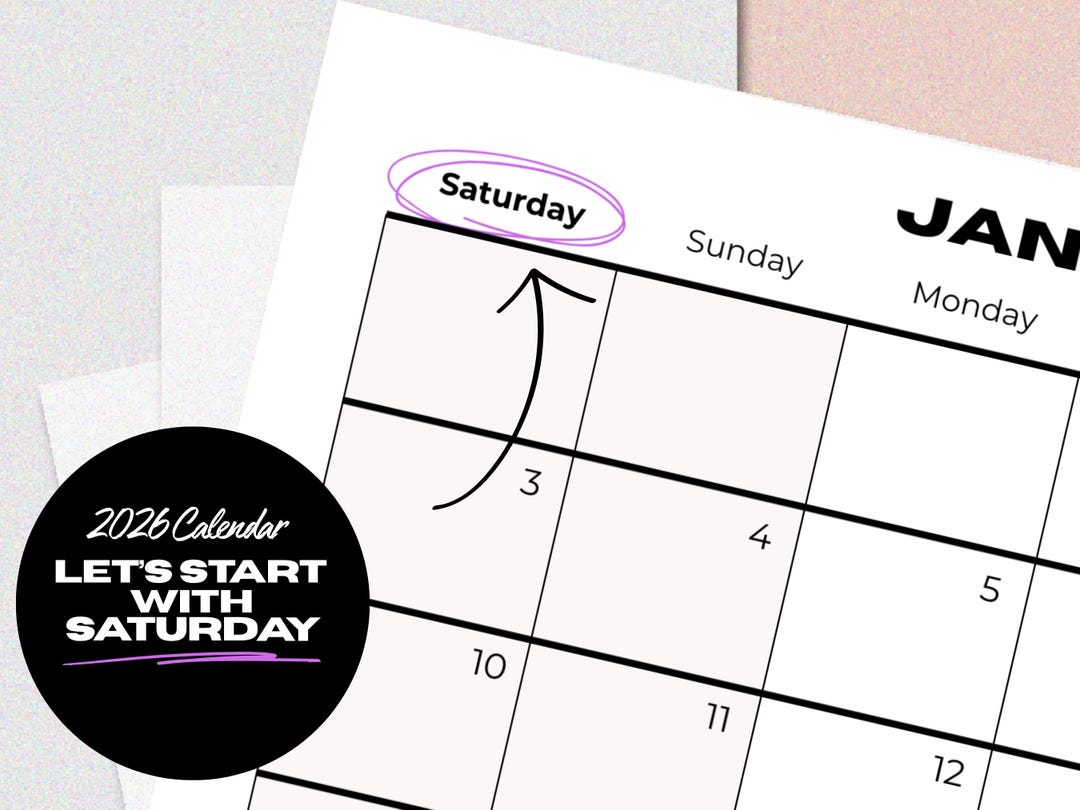 Saturday Start Saturday Start 2026 Monthly Calendar for Planning, Tracking, and ...