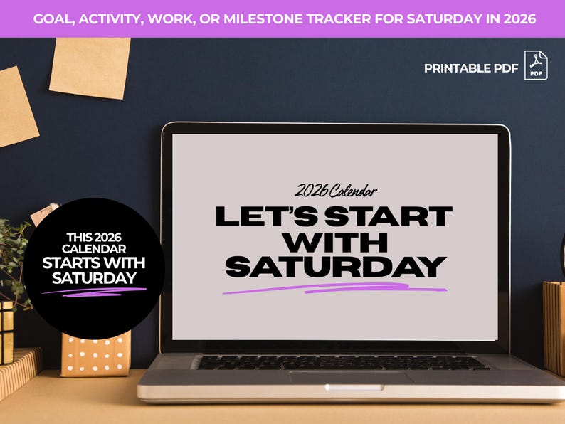 Saturday Start Saturday Start 2026 Monthly Calendar for Planning, Tracking, and ...
