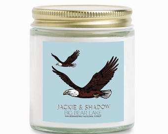 Jackie and Shadow Eagles of Big Bear Lake, California Condor, Shadow Jackie Gift, Small Candle, Clear Jar 4oz