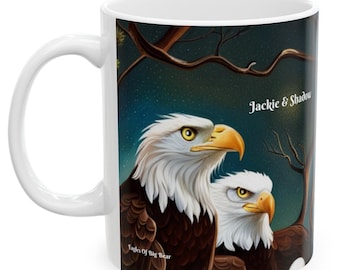Jackie and Shadow Bald Eagles, Jackie and Shadow Mug, Bald Eagles of Big Bear Lake, FOBBV inspired California Condor, Aguila, Eagle Gift