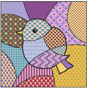 Colorful Geometric Bird Cross Stitch Pattern – 200 x 200 Stitches | Modern Patchwork Style Chart | Instant PDF Download