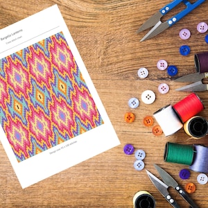 Pop Art Bargello Lantern Pattern Cross Stitch Chart Needlepoint Cross Stitch PDF Pop Art Wall Art Easy Cross Stitch Pattern Modern Xstitch