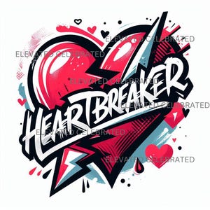 Corazón punk rock retro PNG, clipart de San Valentín de los 90, PNG digital de corazón roto, sublimación de corazón de San Valentín, diseño de corazón roto