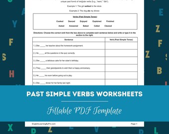 Irregular Verbs Worksheets Bundle for English Learners and English ...