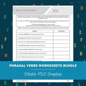 Phrasal Verbs Worksheets Bundle for English Learners and English ...