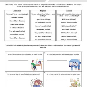 Future Perfect Verbs Worksheets Bundle for English Learners and English ...