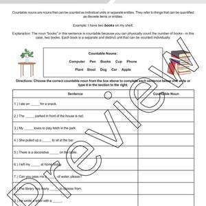 Countable Nouns Worksheets Bundle for English Learners and English ...