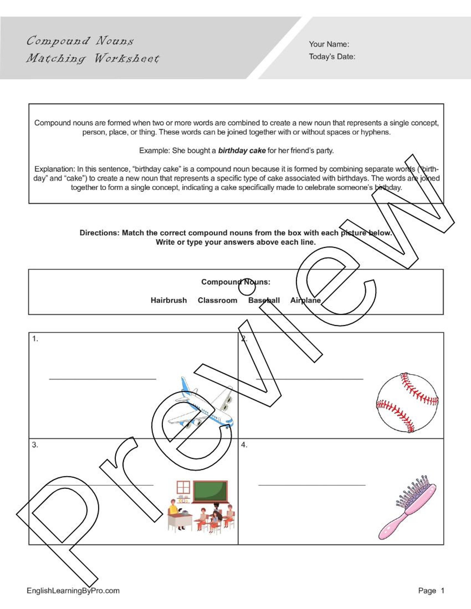 Compound Nouns Worksheets Bundle for English Learners and English ...