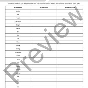 Irregular Verbs Worksheets Bundle for English Learners and English ...