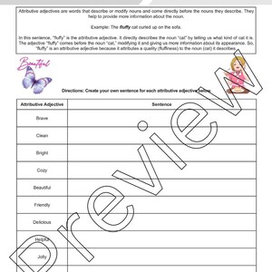 Attributive Clause Worksheet.pdf Attributive Adjectives Worksheets Bundle for English Learners and ...