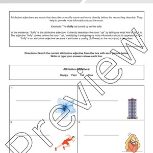 Attributive Clause Worksheet.pdf Attributive Adjectives Worksheets Bundle for English Learners and ...