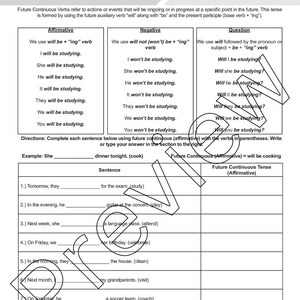 Future Continuous Verbs Worksheets Bundle for English Learners and ...