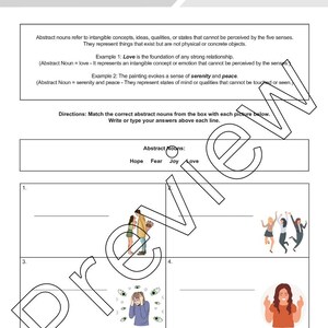 Abstract Nouns Worksheets Bundle for English Learners and English ...