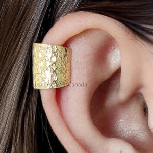 12mm Hammered Sterling Silver Ear Cuff Hammered Sterling Silver Ear Cuff Wide Ear Cuff Yellow Gold Ear Wrap Cuff LL359