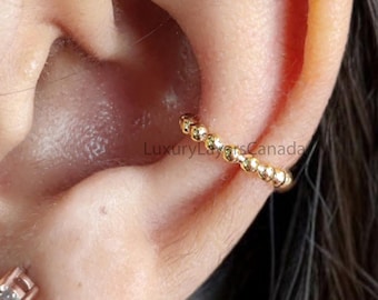 Dainty Single Band Smooth Silver Conch Ear Cuff Earring minimalist-style earring Tiny Small Hoop Earring Yellow Gold Ear Wrap Cuff LL360