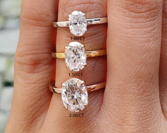 Oval Engagement Ring Moissanite Wedding Ring for Women 1.0/1.50/2.0 CT Oval Moissanite Solitaire Ring Anniversary Gift Propose Ring LL08