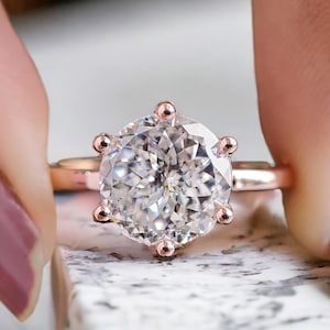 Antique 2.00 CT Portuguese Cut Colorless Moissanite Solitaire Ring Engagement Ring Vintage Rose Gold Wedding Ring Anniversary Gift Ring LL34