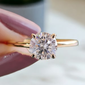 Round Moissanite Ring 925 Sterling Silver Moissanite Ring Wedding Engagement Ring Solitaire Moissanite Ring Moissanite Solid Gold Ring LL100