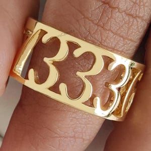 Anniversary Date Ring 333 777 666 Gold Ring Lucky Number Jewelry Ring Birthday Gift for Her Signet Number Ring Personalized Ring LL461